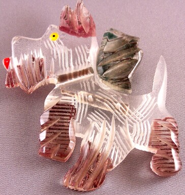 BP284 lg tinted lucite scottie pin w bow